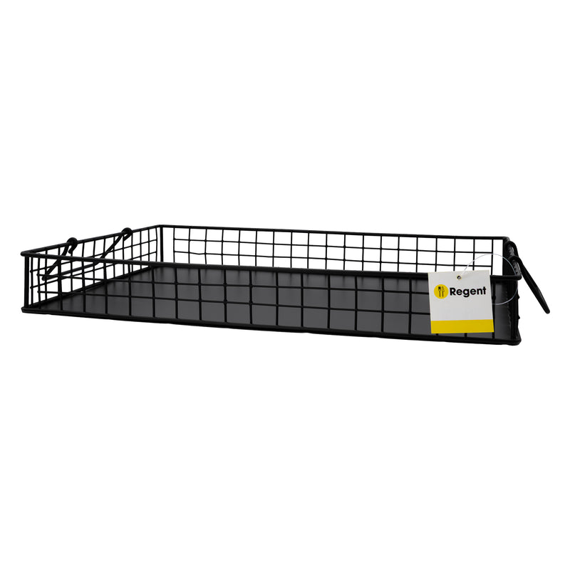 REGENT KITCHEN VINTAGE TRAY WITH STEEL MESH SIDES AND HANDLES P.C. BLACK, 420X280MM