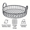 REGENT KITCHEN VINTAGE ROUND WIRE GRID TRAY WITH HANDLES POWDER COATED BLACK, 360MM DIA