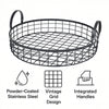 REGENT KITCHEN VINTAGE ROUND WIRE GRID TRAY WITH HANDLES POWDER COATED BLACK, (360MM DIA)