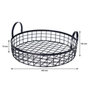 REGENT KITCHEN VINTAGE ROUND WIRE GRID TRAY WITH HANDLES POWDER COATED BLACK, (360MM DIAX70MM)