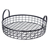 REGENT KITCHEN VINTAGE ROUND WIRE GRID TRAY WITH HANDLES POWDER COATED BLACK, 360MM DIA