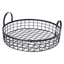 REGENT KITCHEN VINTAGE ROUND WIRE GRID TRAY WITH HANDLES POWDER COATED BLACK, (360MM DIAX70MM)