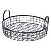 REGENT KITCHEN VINTAGE ROUND WIRE GRID TRAY WITH HANDLES POWDER COATED BLACK, (360MM DIAX70MM)