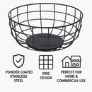 REGENT KITCHEN ROUND STEEL WIRE FRUIT BASKET POWDER COATED BLACK, (240MM DIA)