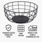 REGENT KITCHEN ROUND STEEL WIRE FRUIT BASKET POWDER COATED BLACK, (240MM DIA)