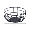 REGENT KITCHEN ROUND STEEL WIRE FRUIT BASKET POWDER COATED BLACK, (240MM DIAX110MM)