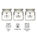 REGENT GLASS TEA, COFFEE AND SUGAR CANISTERS 3PK SET, 550ML