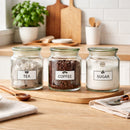 REGENT GLASS TEA, COFFEE AND SUGAR CANISTERS 3PK SET, 550ML