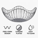 REGENT CHROME ROUND WIRE FREE-FORM BREAD/FRUIT BASKET LARGE, 285X285MM