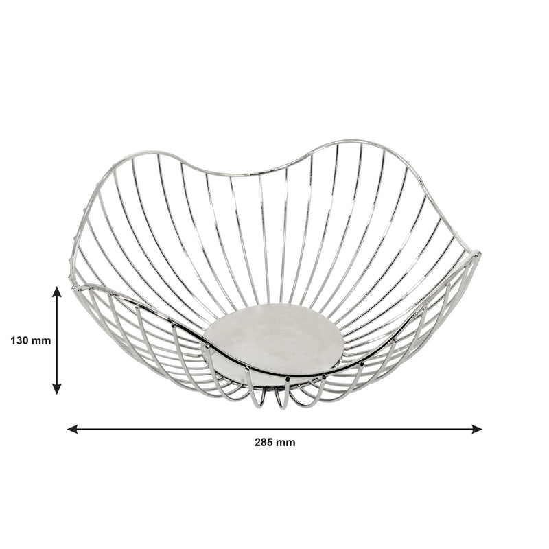 REGENT CHROME ROUND WIRE FREE-FORM BREAD/FRUIT BASKET LARGE, (285X285X130MM)