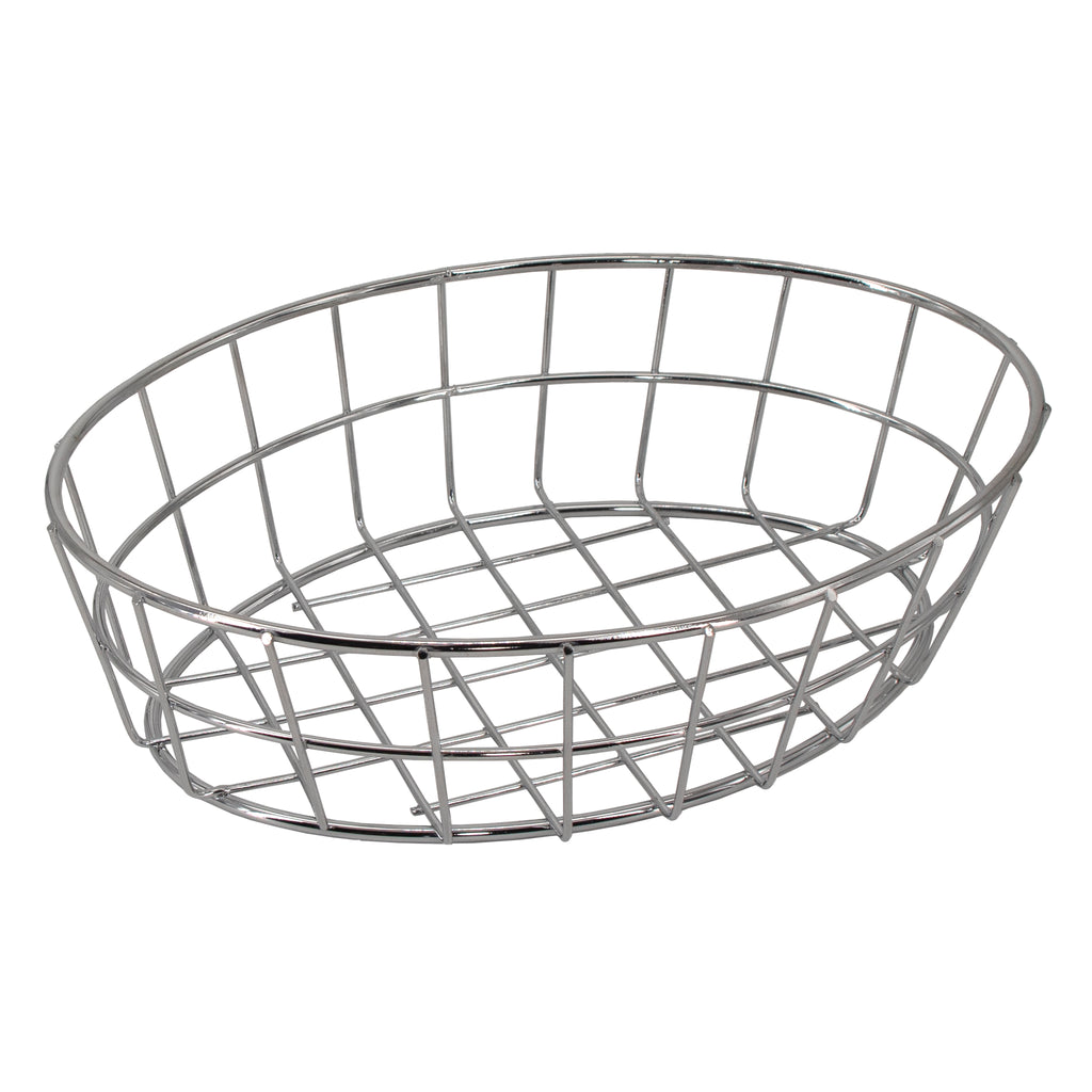 REGENT CHROME OVAL WIRE SERVING BASKET, 230X150MM