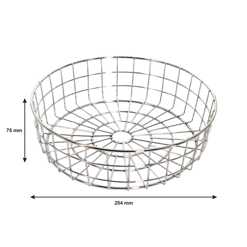 REGENT CHROME ROUND WIRE BREAD BASKET LARGE (254MM DIAX75MM)