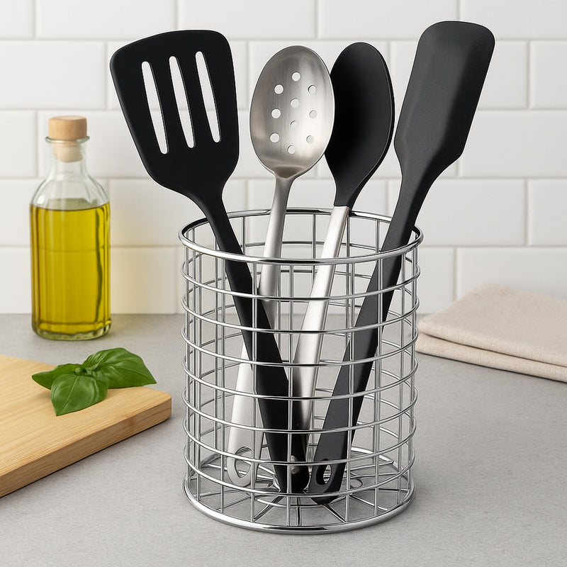 REGENT CHROME ROUND WIRE UTENSIL HOLDER,