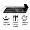 REGENT CHROME COMPACT DISH RACK WITH BLACK PLASTIC CUTLERY HOLDER AND TRAY, 475X175MM