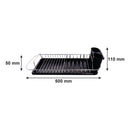 REGENT CHROME COMPACT DISH RACK WITH BLACK PLASTIC CUTLERY HOLDER AND TRAY, (475X175X135MM)
