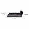 REGENT CHROME COMPACT DISH RACK WITH BLACK PLASTIC CUTLERY HOLDER AND TRAY, 475X175MM