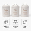 REGENT SUGAR, COFFEE AND TEA CANISTERS WHITE WITH GOLD PRINT 3 PCE SET