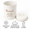 REGENT BISCUIT CANISTER WHITE WITH GOLD PRINT, 140MM DIA