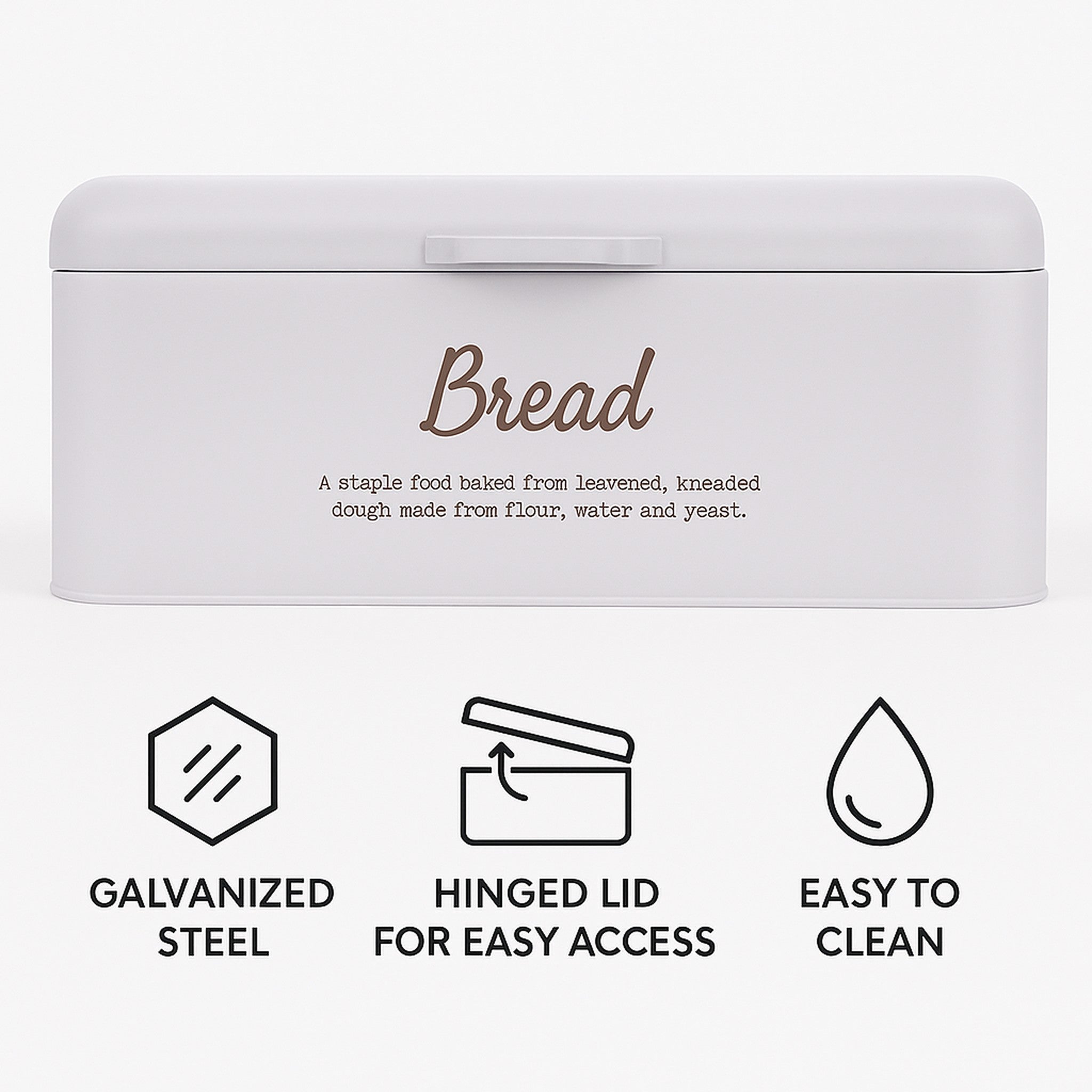 REGENT BREAD TIN WHITE WITH GOLD PRINT, 335X190MM