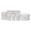 REGENT KITCHEN CAKE TIN WHITE WITH GOLD PRINTING, (250MM DIAX140MM)