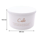 REGENT KITCHEN CAKE TIN WHITE WITH GOLD PRINTING, (250MM DIAX140MM)