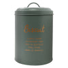REGENT KITCHEN BISCUIT CANISTER GREEN WITH GOLD PRINTING, (135MM DIAX175MM)