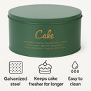 REGENT CAKE TIN GREEN WITH GOLD PRINTING, 250MM DIA