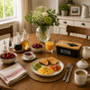 REGENT CERAMIC BUTTER DISH BLACK WITH BAMBOO LID AND SS KNIFE, 175X103MM