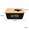 REGENT CERAMIC BUTTTER DISH BLACK WITH BAMBOO LID AND SS KNIFE, 175X103MM