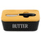 REGENT CERAMIC BUTTTER DISH BLACK WITH BAMBOO LID AND SS KNIFE, 175X103MM