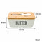 REGENT CERAMIC BUTTTER DISH WHITE WITH BAMBOO LID AND SS KNIFE, 175X103MM