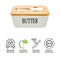 REGENT CERAMIC BUTTTER DISH WHITE WITH BAMBOO LID AND SS KNIFE, 175X103MM