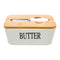 REGENT CERAMIC BUTTTER DISH WHITE WITH BAMBOO LID AND SS KNIFE, 175X103MM