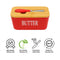 REGENT CERAMIC BUTTTER DISH RED WITH BAMBOO LID AND SS KNIFE, 175X103MM