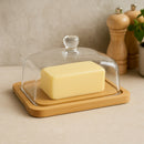 REGENT BUTTER DISH WITH GLASS LID AND BAMBOO BASE, 180X120MM