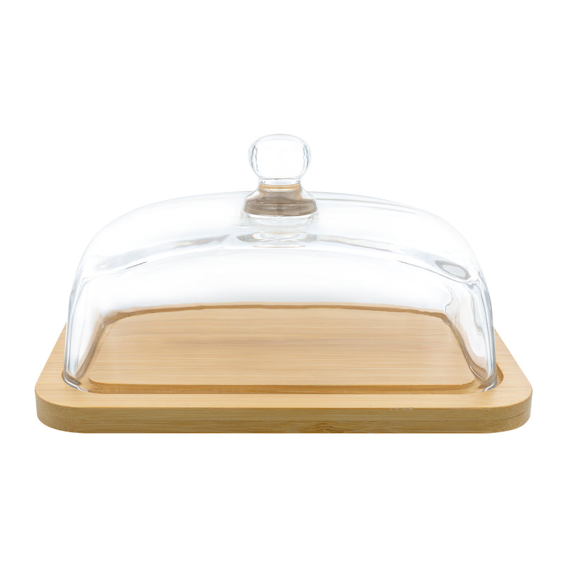 REGENT BUTTER DISH WITH GLASS LID AND BAMBOO BASE, 180X120MM