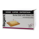 REGENT BUTTER DISH WITH GLASS LID AND BAMBOO BASE, 180X120MM