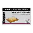 REGENT BUTTER DISH WITH GLASS LID AND BAMBOO BASE, 180X120MM