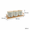 REGENT COFFEE,SUGAR,TEA CERAMIC JARS WITH BAMBOO LIDS AND TRAY, 500ML