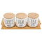 REGENT COFFEE,SUGAR,TEA CERAMIC JARS WITH BAMBOO LIDS AND TRAY, 500ML