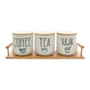 REGENT CERAMIC COFFEE, SUGAR & TEA JARS WITH BAMBOO LIDS ON A TRAY 7 PCS SET, 600ML
