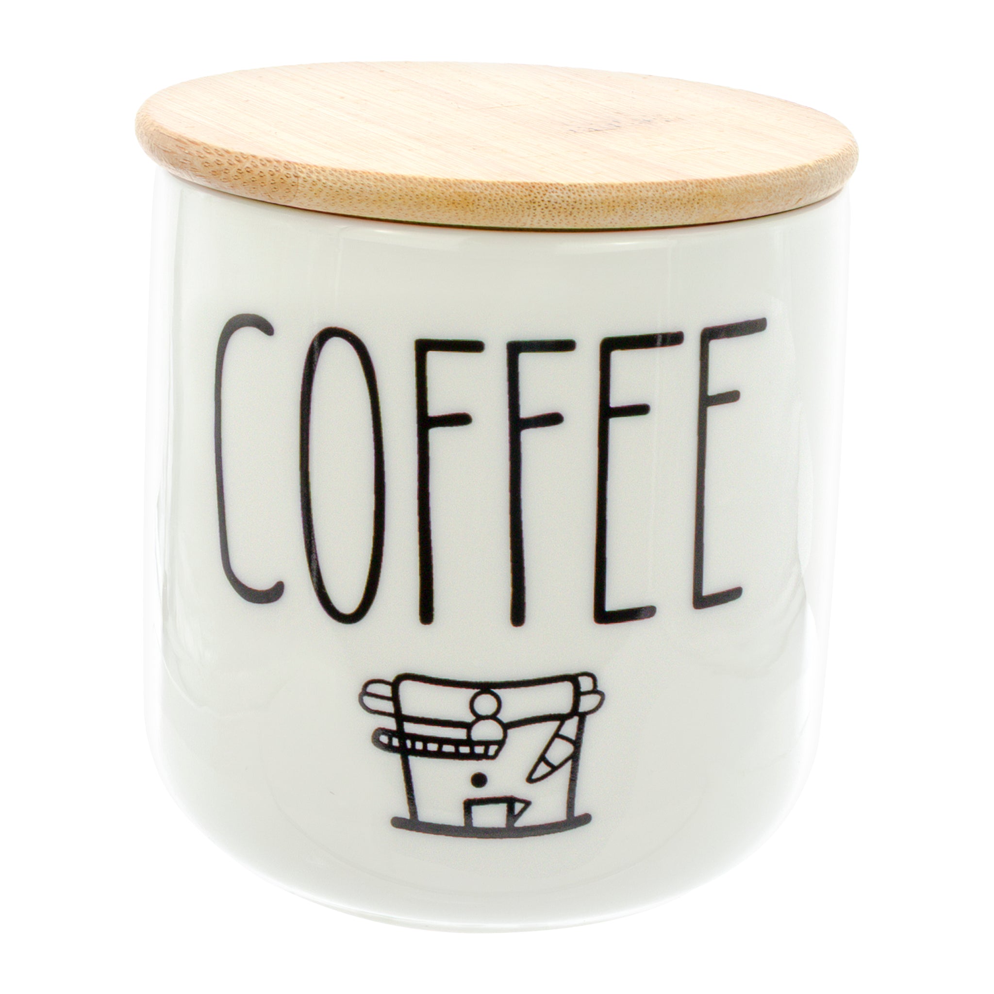 REGENT CERAMIC COFFEE, SUGAR & TEA JARS WITH BAMBOO LIDS ON A TRAY 7 PCS SET, 600ML
