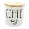 REGENT COFFEE,SUGAR,TEA CERAMIC JARS WITH BAMBOO LIDS AND TRAY, 500ML