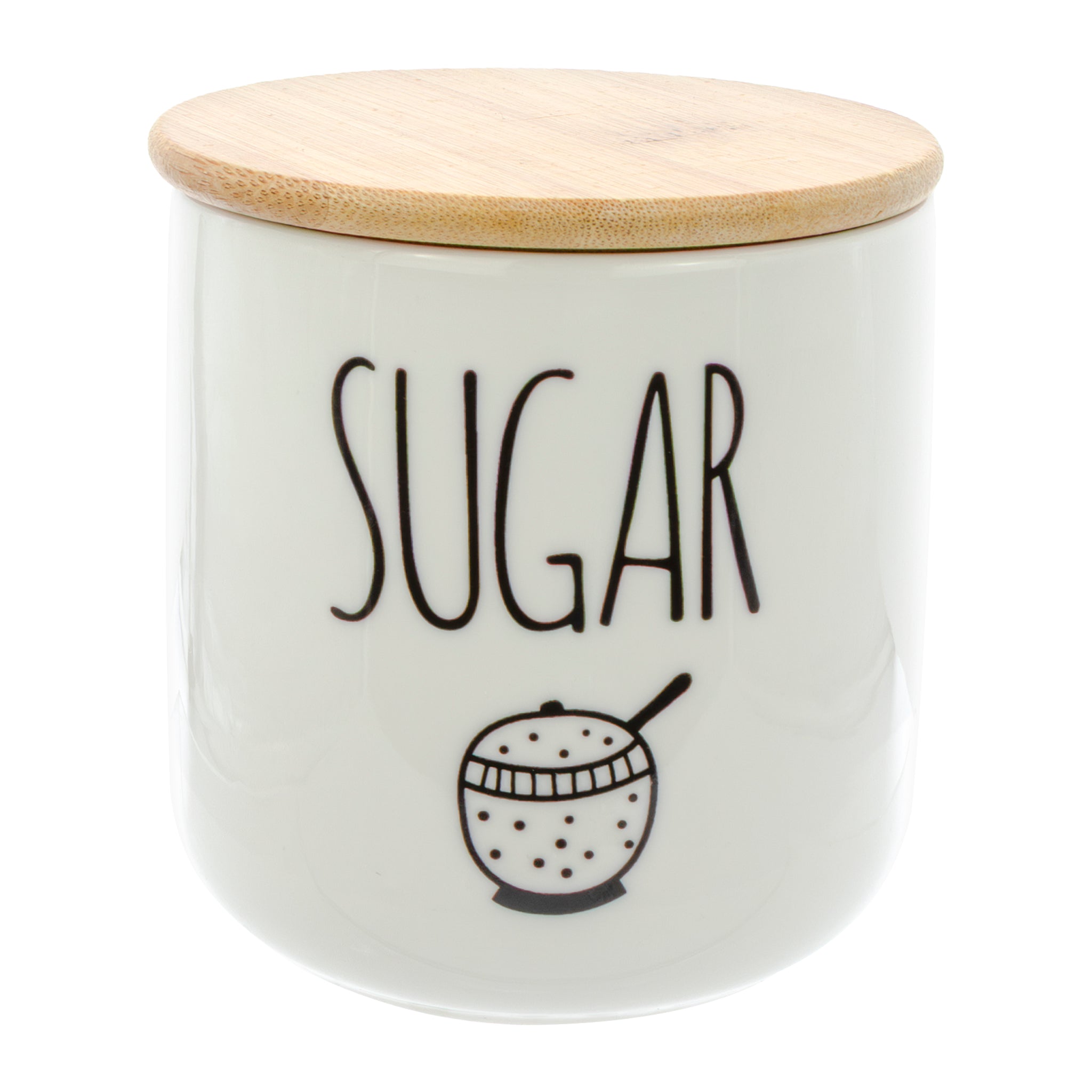 REGENT CERAMIC COFFEE, SUGAR & TEA JARS WITH BAMBOO LIDS ON A TRAY 7 PCS SET, 600ML
