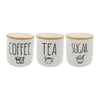 REGENT CERAMIC COFFEE, SUGAR & TEA JARS WITH BAMBOO LIDS ON A TRAY 7 PCS SET, 600ML