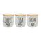 REGENT COFFEE,SUGAR,TEA CERAMIC JARS WITH BAMBOO LIDS AND TRAY, 500ML
