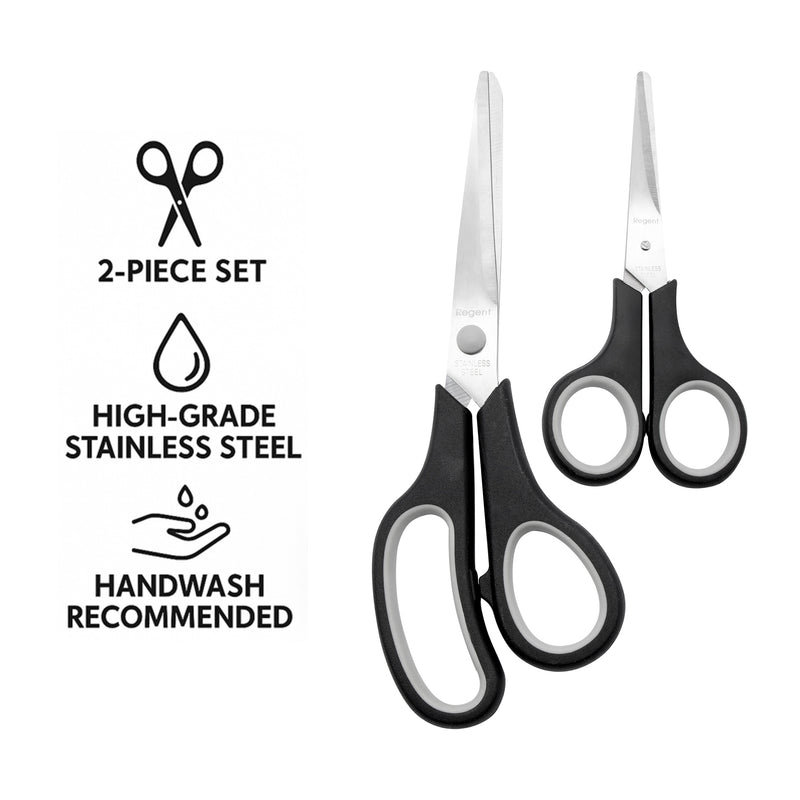 REGENT KITCHEN SCISSORS BLACK AND GREY 2PK SET, 210MM l 138MM