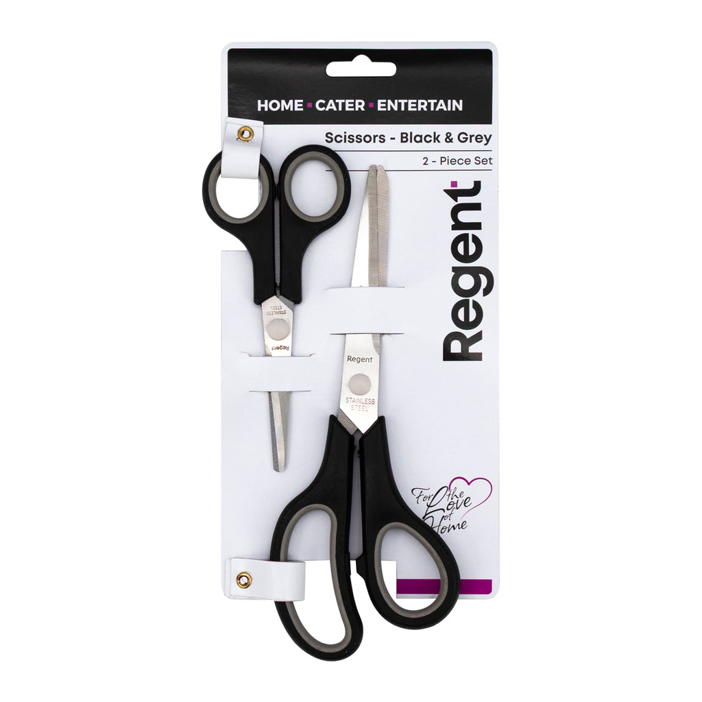 REGENT KITCHEN SCISSORS BLACK AND GREY 2PCS SET, 210MM l 138MM