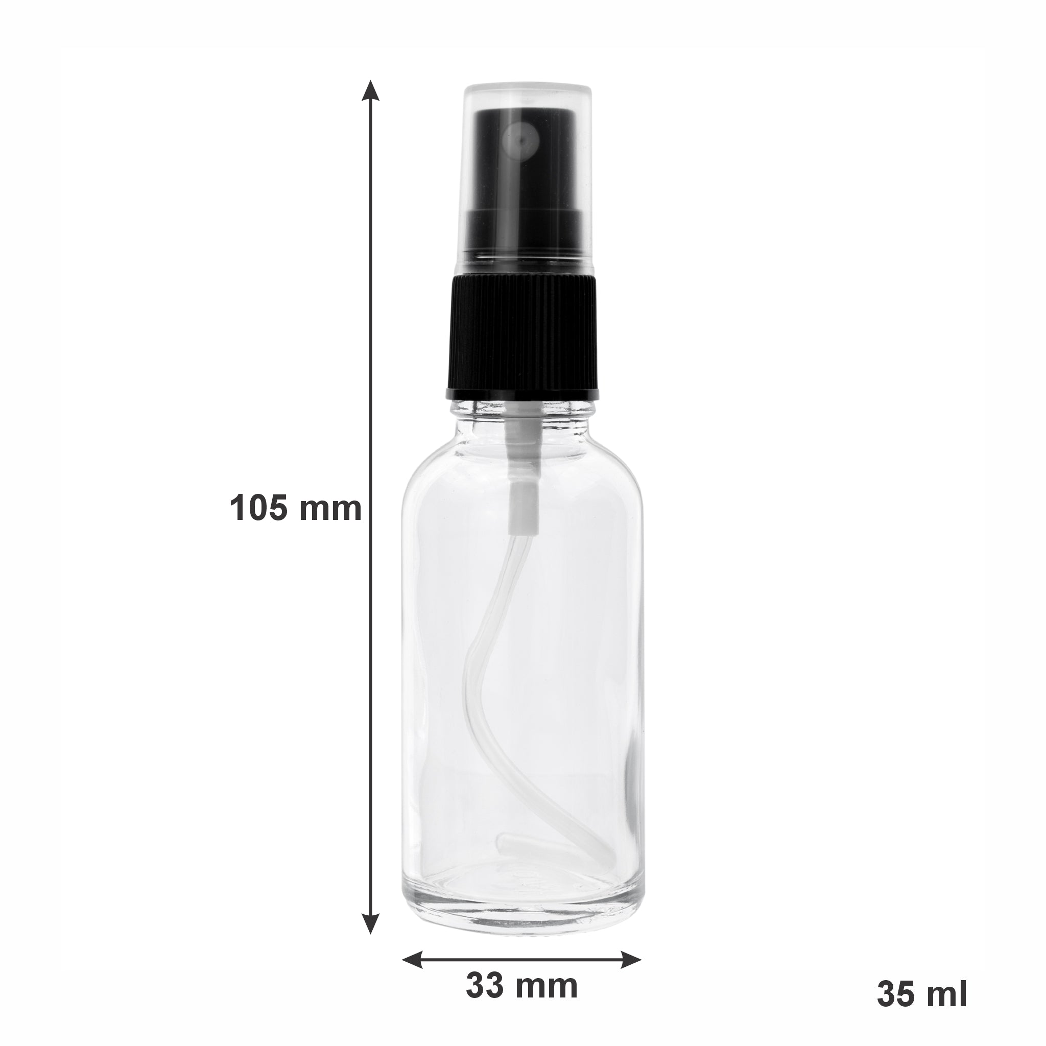 REGENT GLASS MIST SPRAY BOTTLES WITH BLACK LIDS 4PK, 35ML