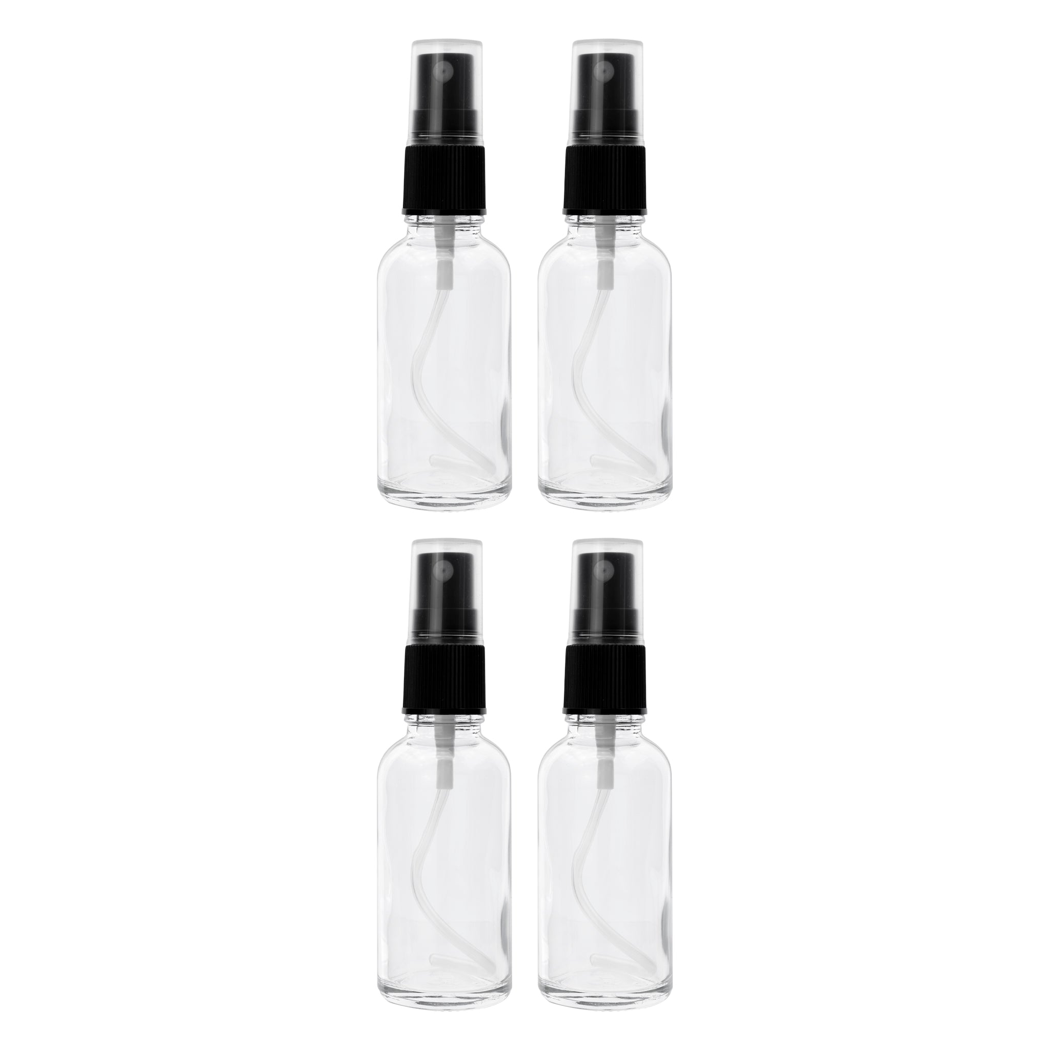 REGENT GLASS MIST SPRAY BOTTLES WITH BLACK LIDS 4PK, 35ML